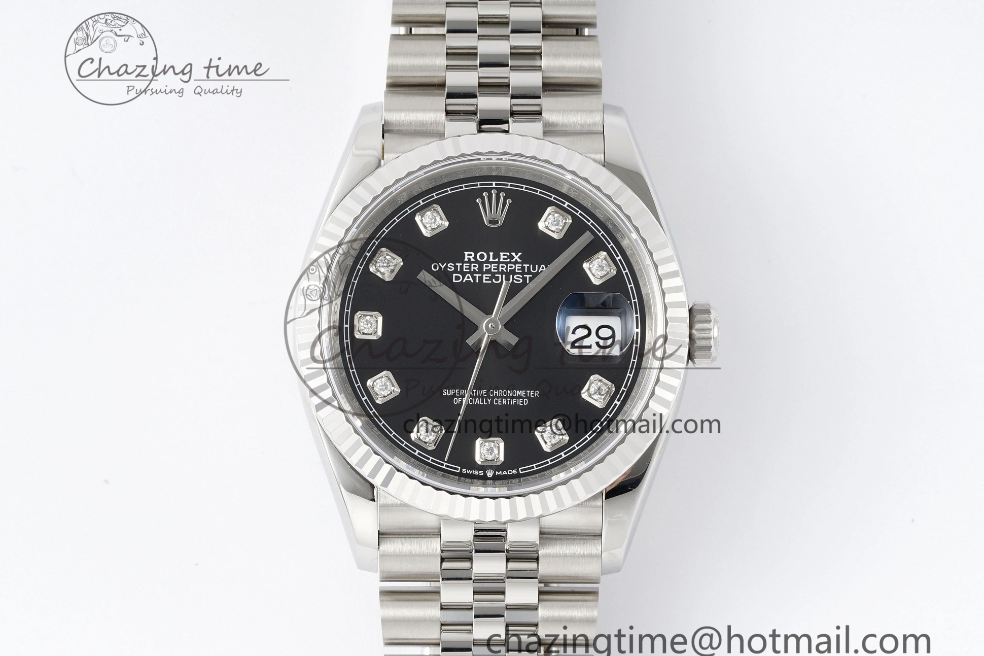 0413 Unique DateJust 36 SS 116234 VSF 1:1 Best Edition 904L Steel Black Diamonds Dial on Jubilee Bracelet VS 2089